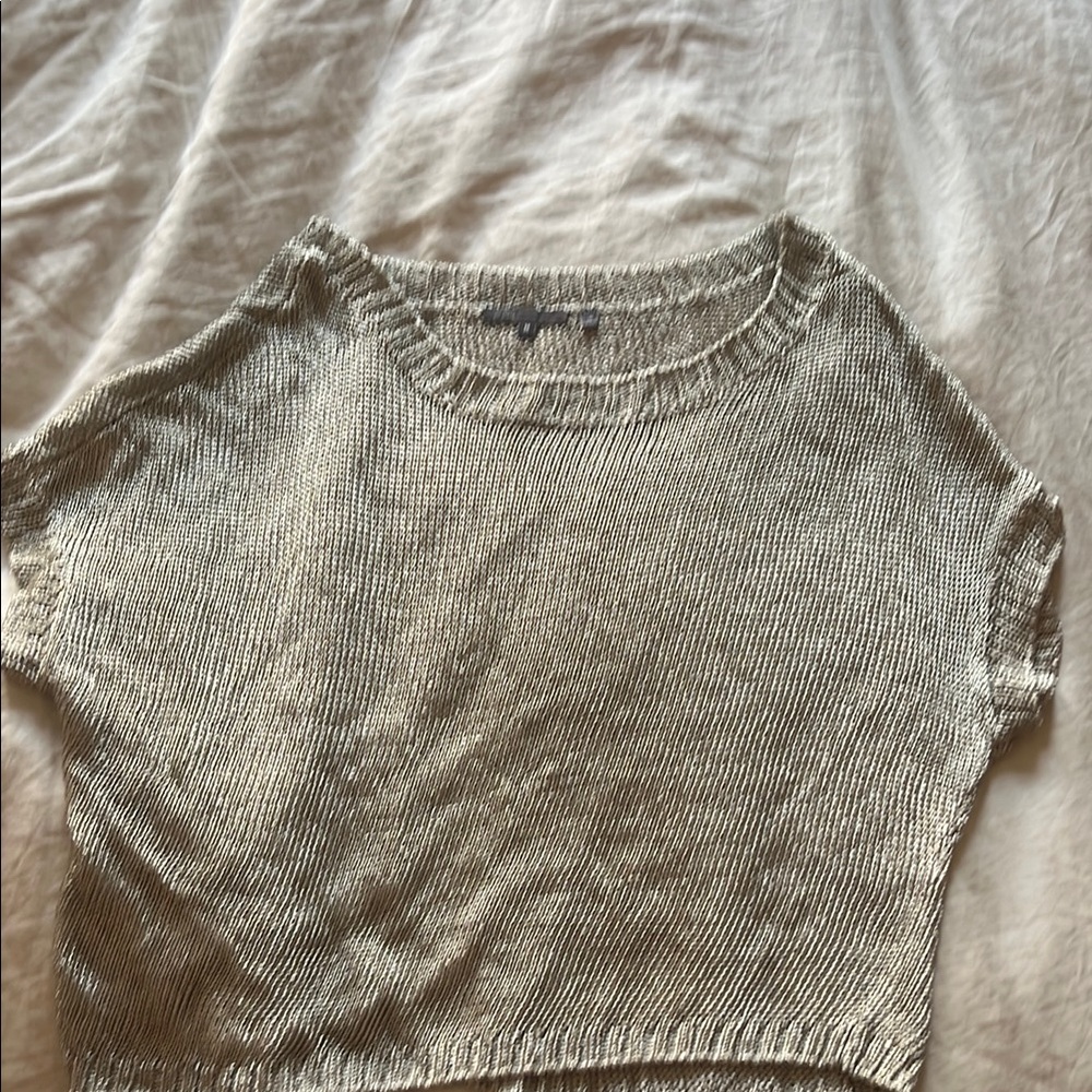 Metallic Knit Sweater Top by Vince